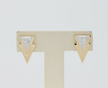 Load image into Gallery viewer, Vintage 14K Yellow Gold Diamond Triangle Earrings
