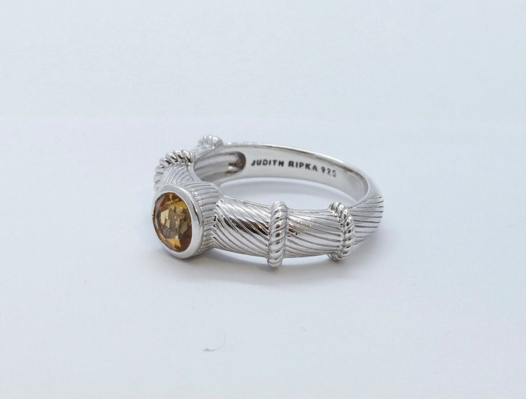 Vintage Judith Ripka Citrine 925 Sterling Silver Ring