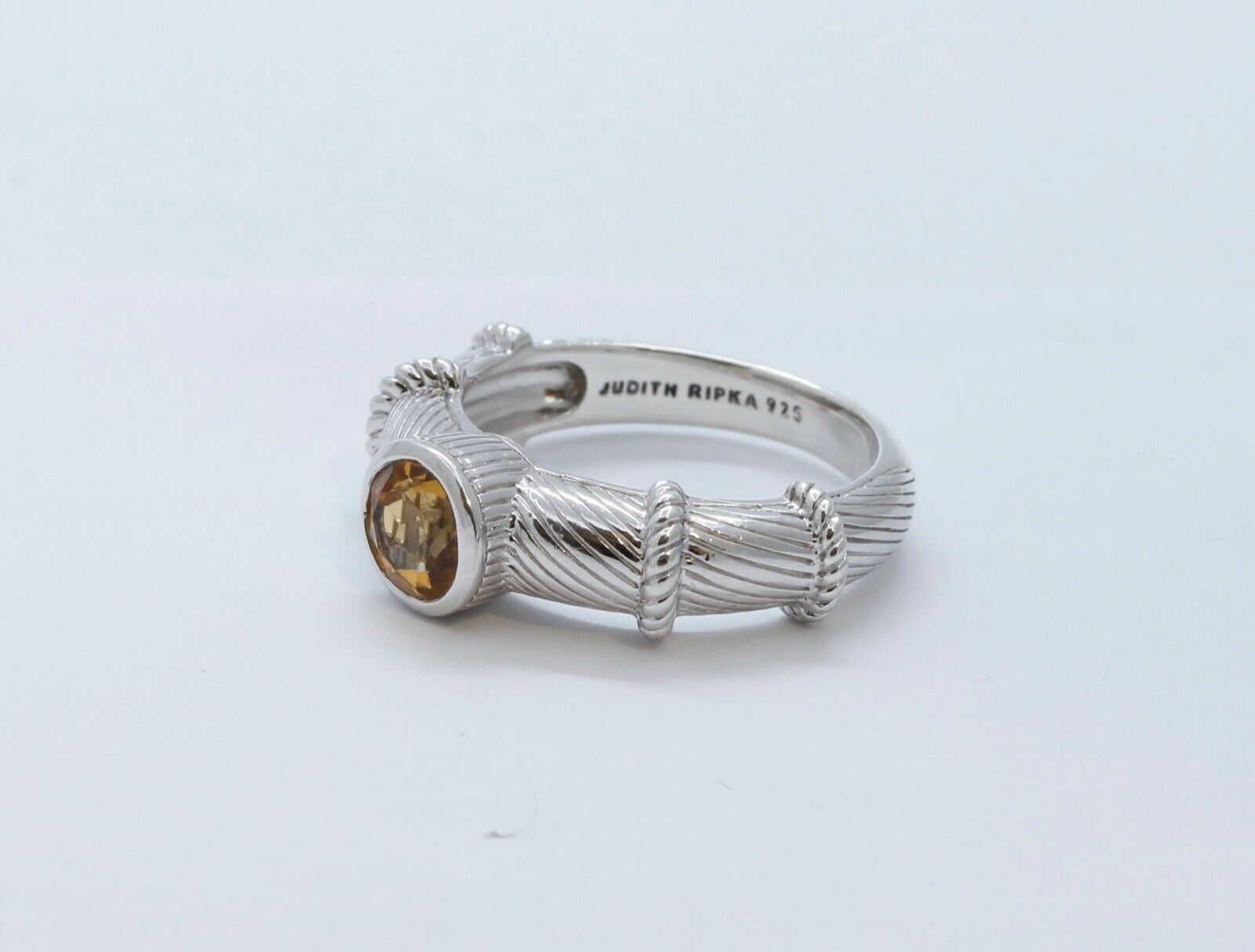 Vintage Judith Ripka Citrine 925 Sterling Silver Ring