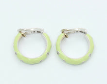 Load image into Gallery viewer, Designer Andreoli 18K Mint Green Enamel Hoop Earrings
