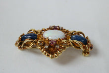 Load image into Gallery viewer, Vintage Victorian Style Opal Rubies Diamonds Sodalite 18K Yellow Gold Brooch Pin
