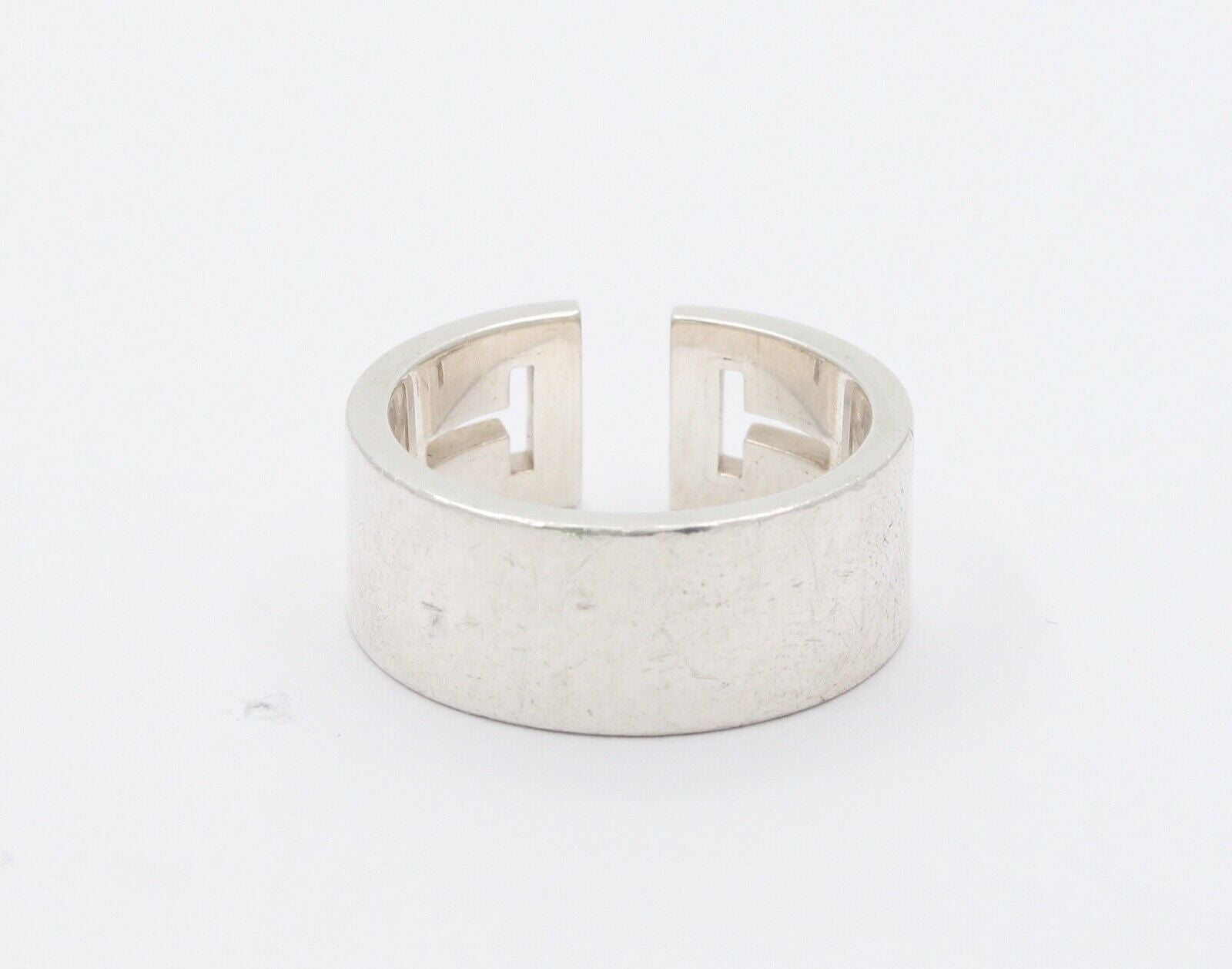 Tiffany and Co. Carved T Split Ring 925 Sterling Vintage Retired Band