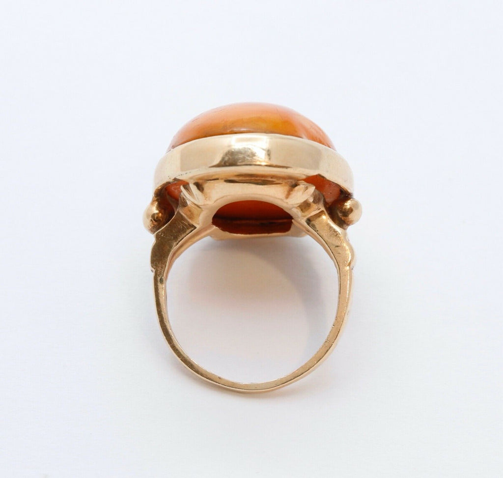 Victorian Ladies Natural Amber 14K Yellow Gold Ring