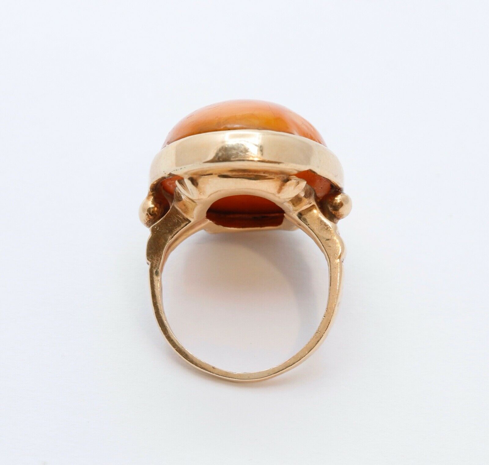 Victorian Ladies Natural Amber 14K Yellow Gold Ring
