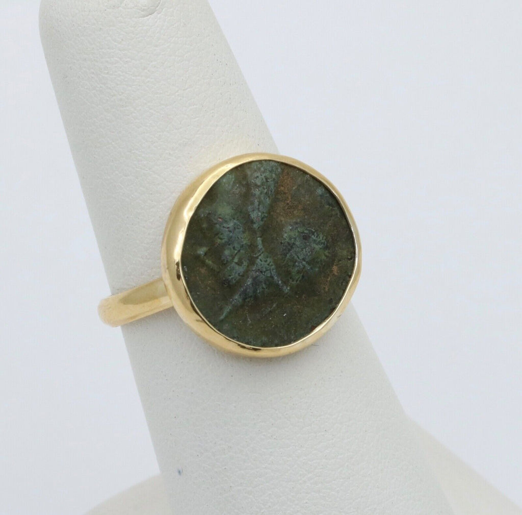 Vintage 18K Yellow Gold Ancient Coin Ring.