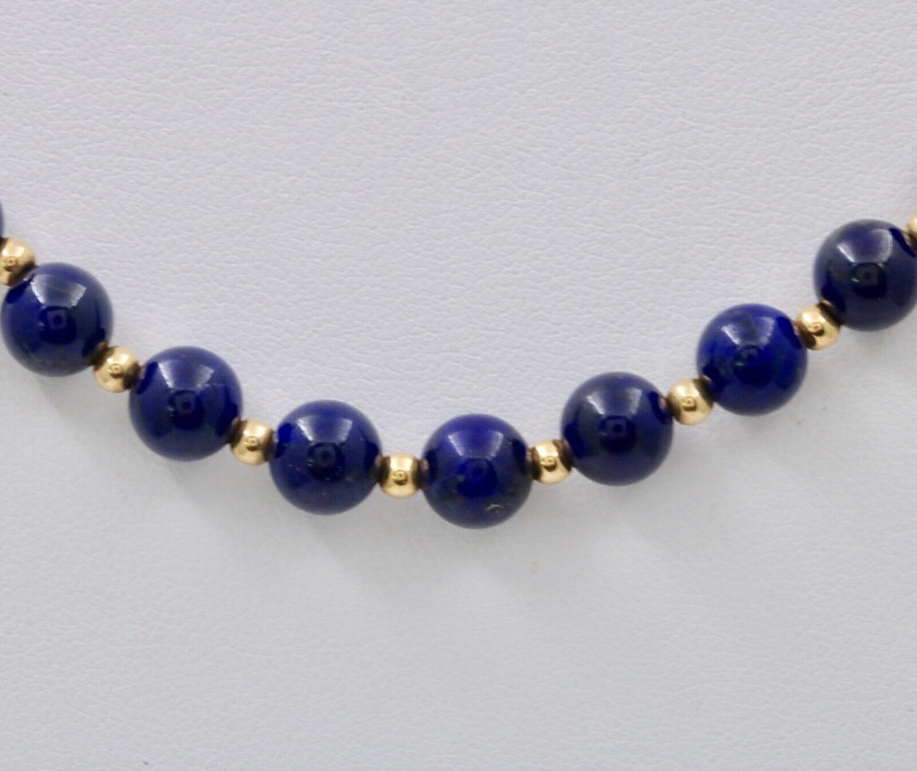 Vintage Lapis Lazuli 14K Yellow Gold Necklace