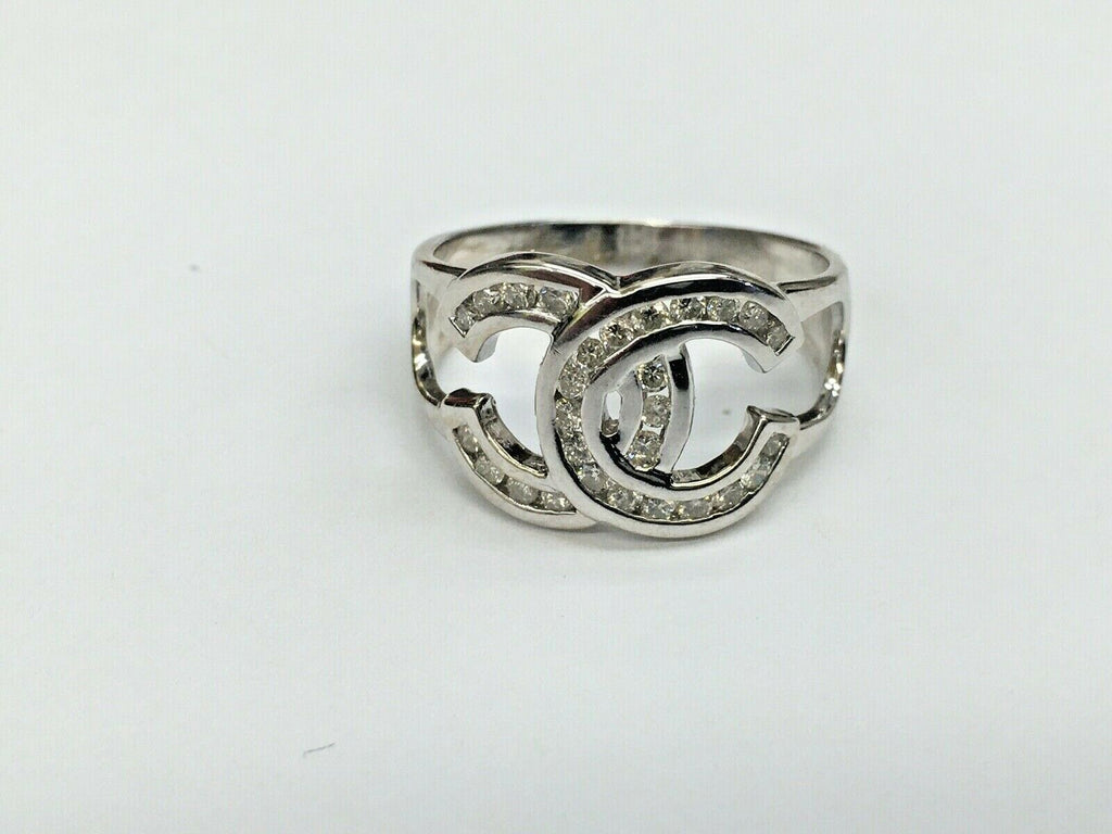 Vintage Ladies Chanel 14K White Gold Diamonds Ring
