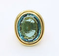Huge Vintage Heavy 18K Yellow Gold 40+ Carat Aquamarine Ring