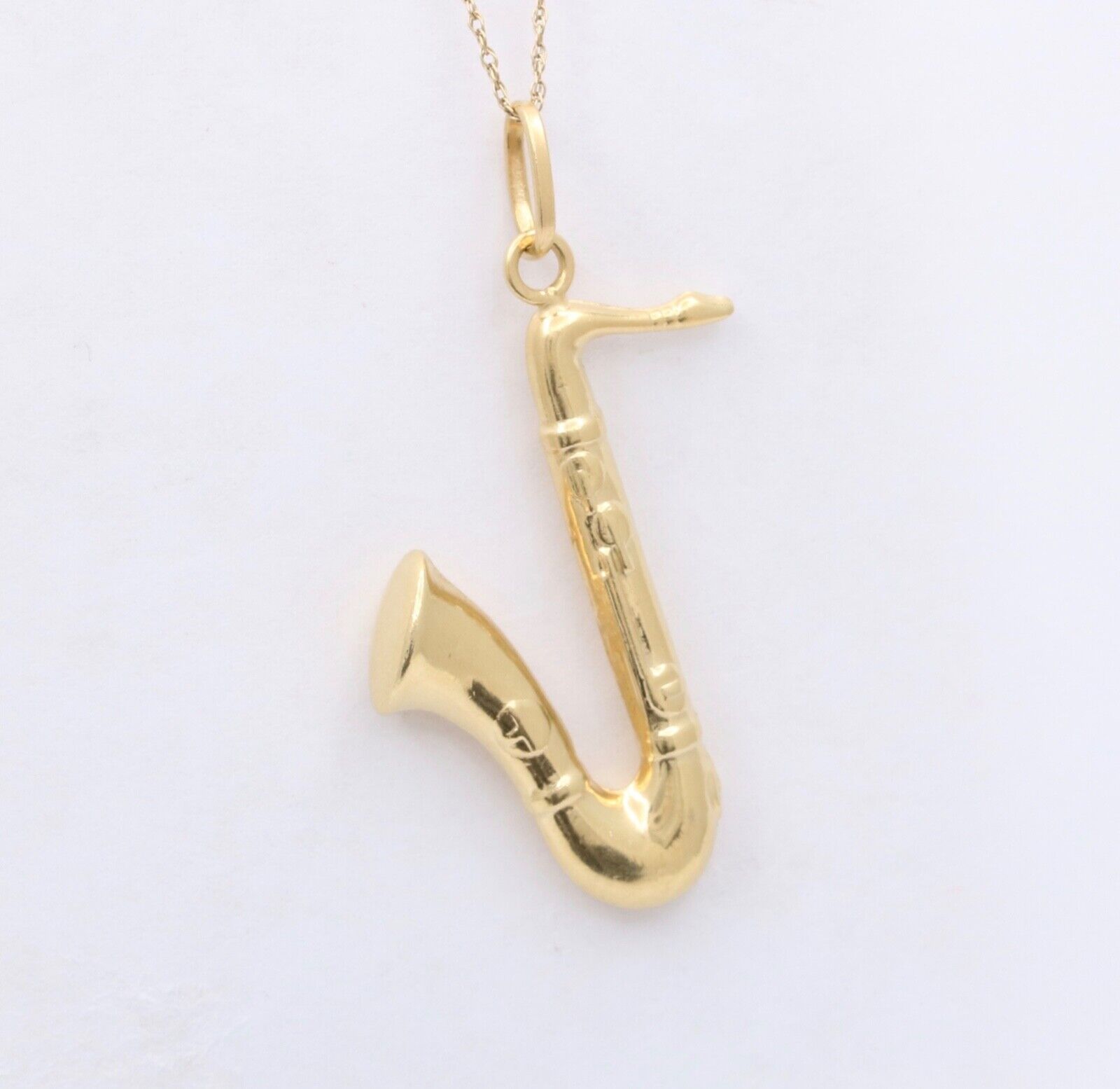 Vintage Alto Saxophone 14K Yellow Gold Pendant, Charm