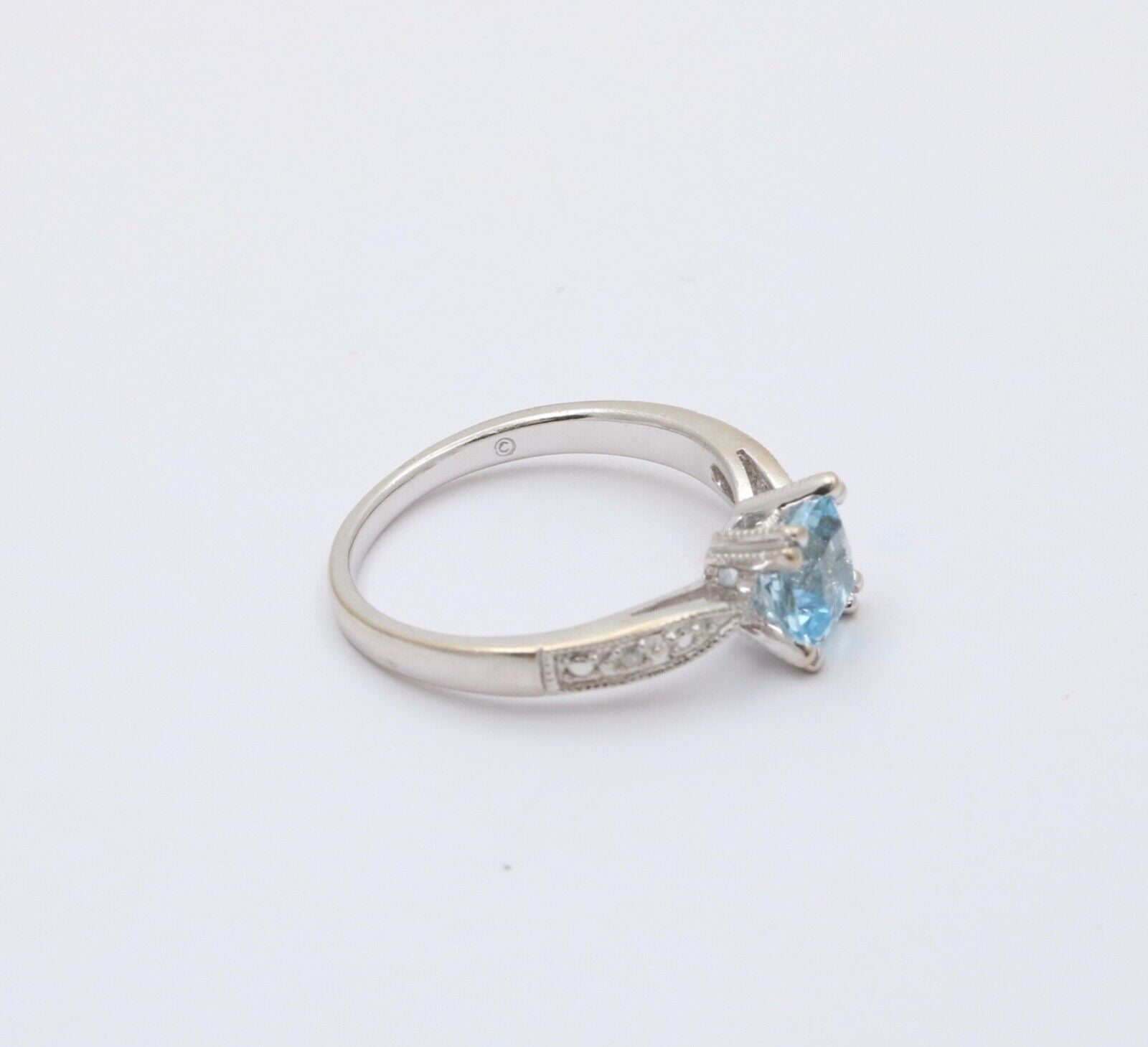 Classic 14K White Gold Aquamarine Ring, Engagement Ring
