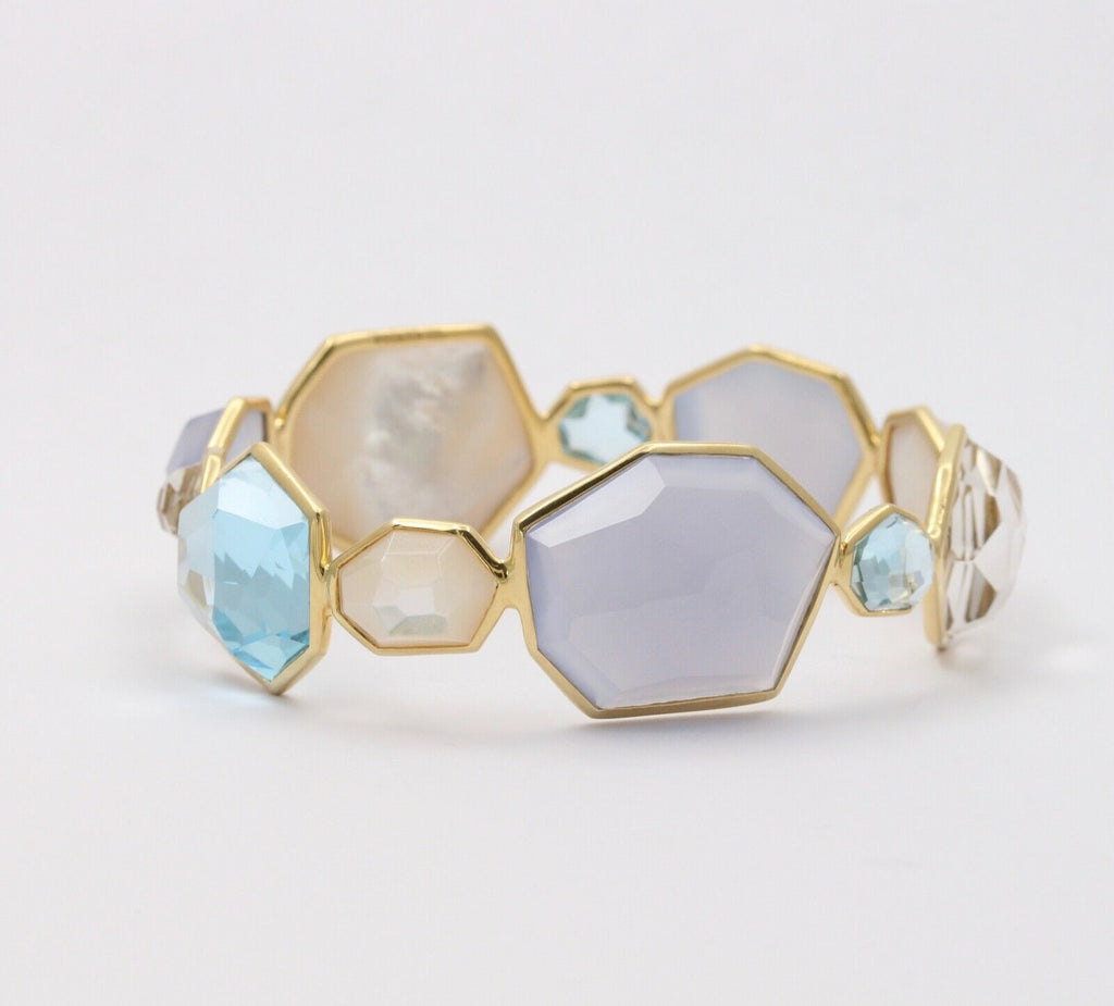 Ippolita 18K Rock Candy Collection Chalcedony, Blue Topaz,Mother of Pearl Bangle