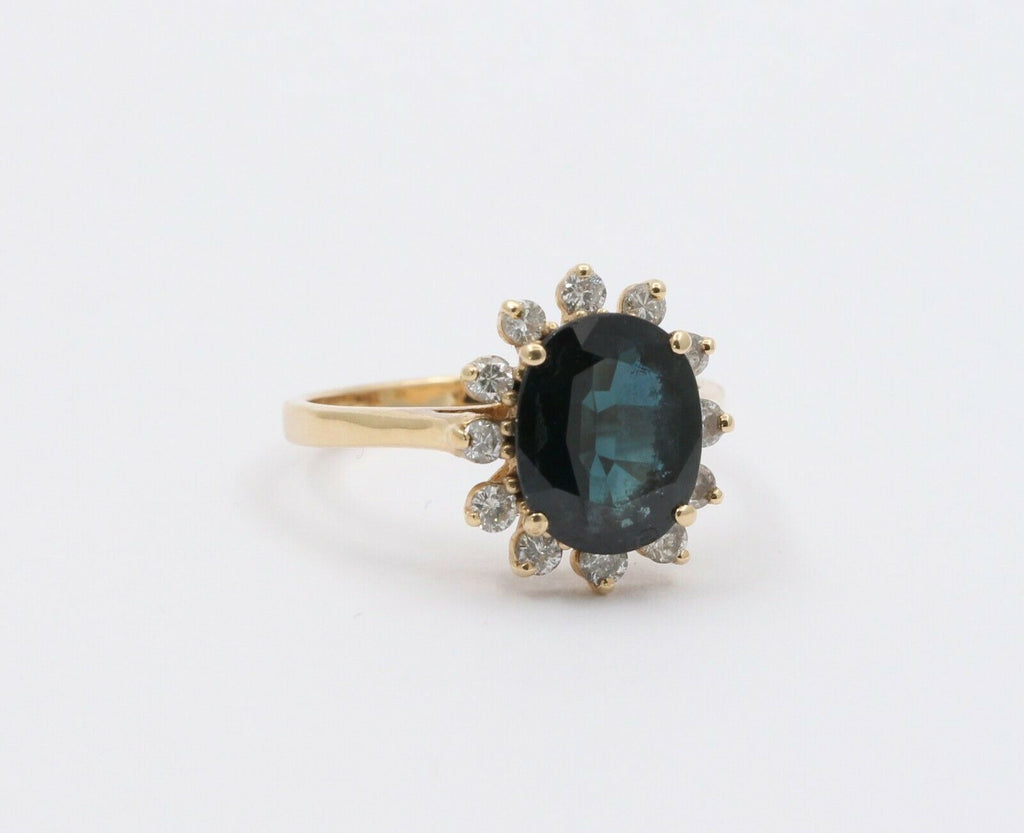Vintage 14K Yellow Gold Sapphire Diamond Cocktail Ring