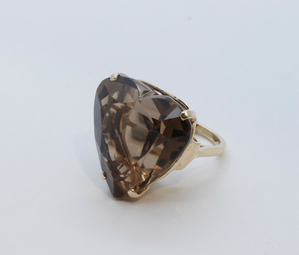 Vintage Heart Cut Smoky Topaz 14K Yellow Gold Ring