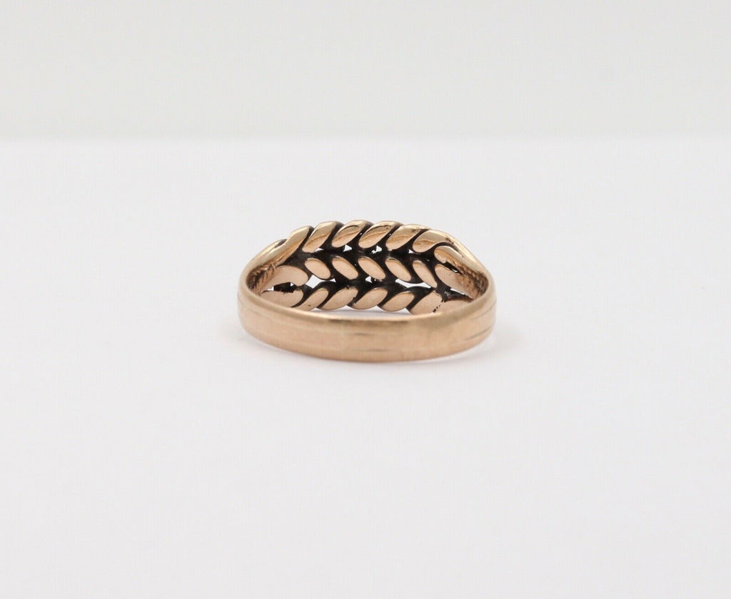 Art Deco Nathan Brothers Leaf Pattern English 9K Rose Gold Ring