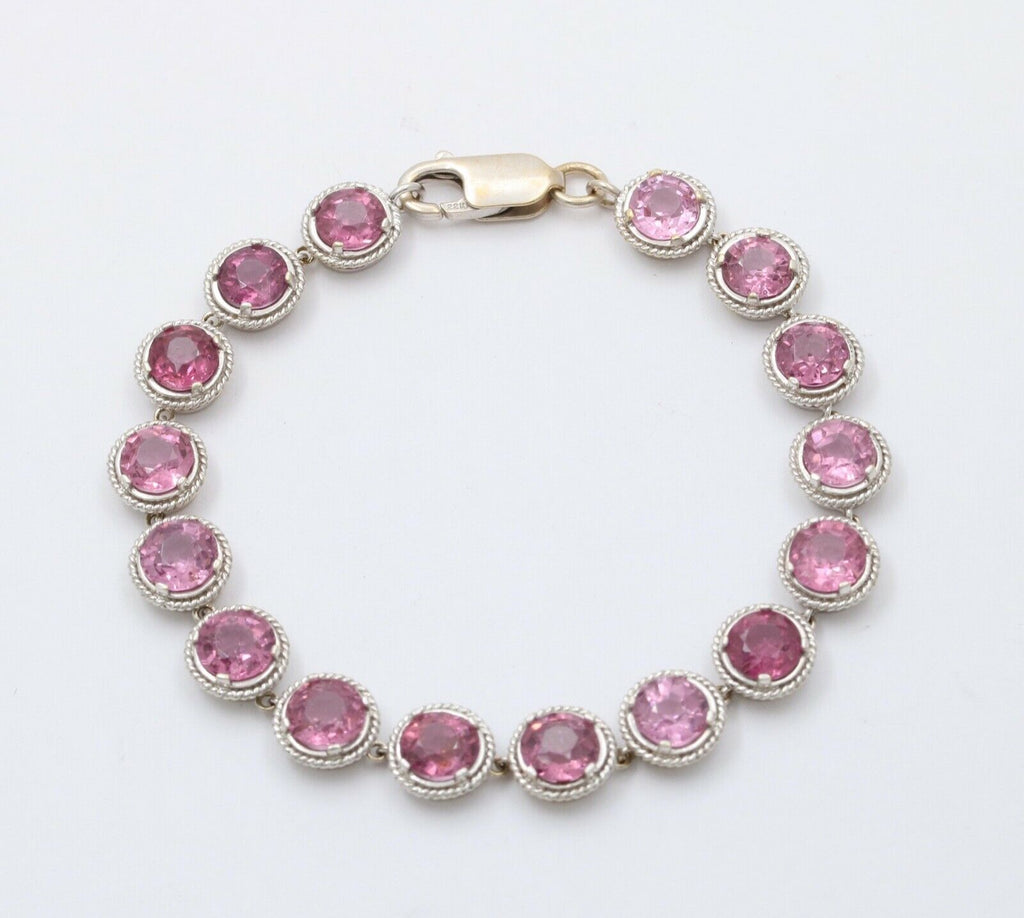 Vintage Pink Tourmaline 22K White Gold Tennis Bracelet