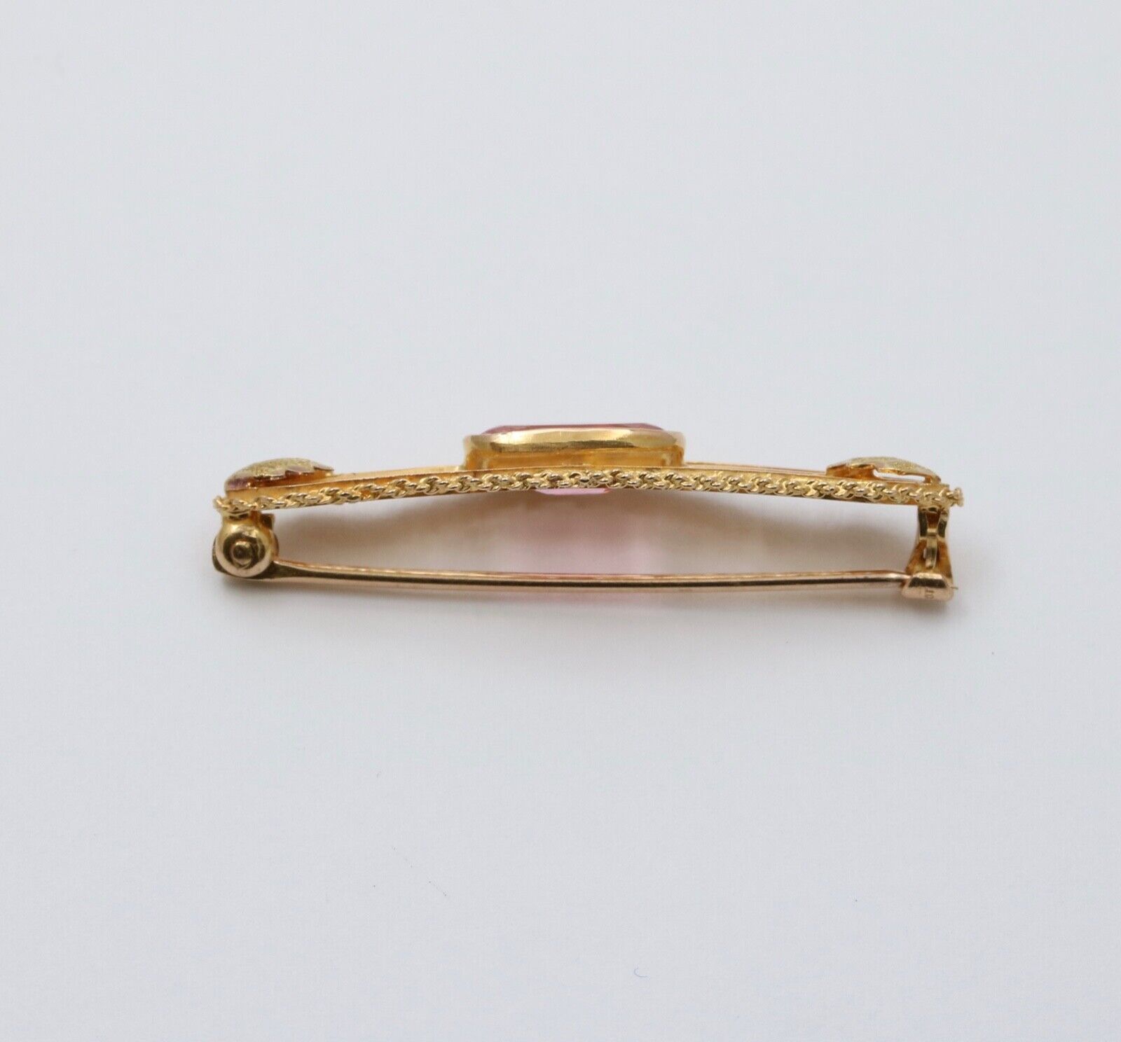 Vintage Pink Tourmaline 10K Yellow Gold Brooch Pin