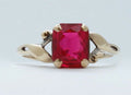 Vintage Ladies Synthetic Ruby 10K Yellow Gold Ring