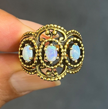 Load image into Gallery viewer, Vintage 14K Yellow Gold Three Stones Opal Ring, Band.
