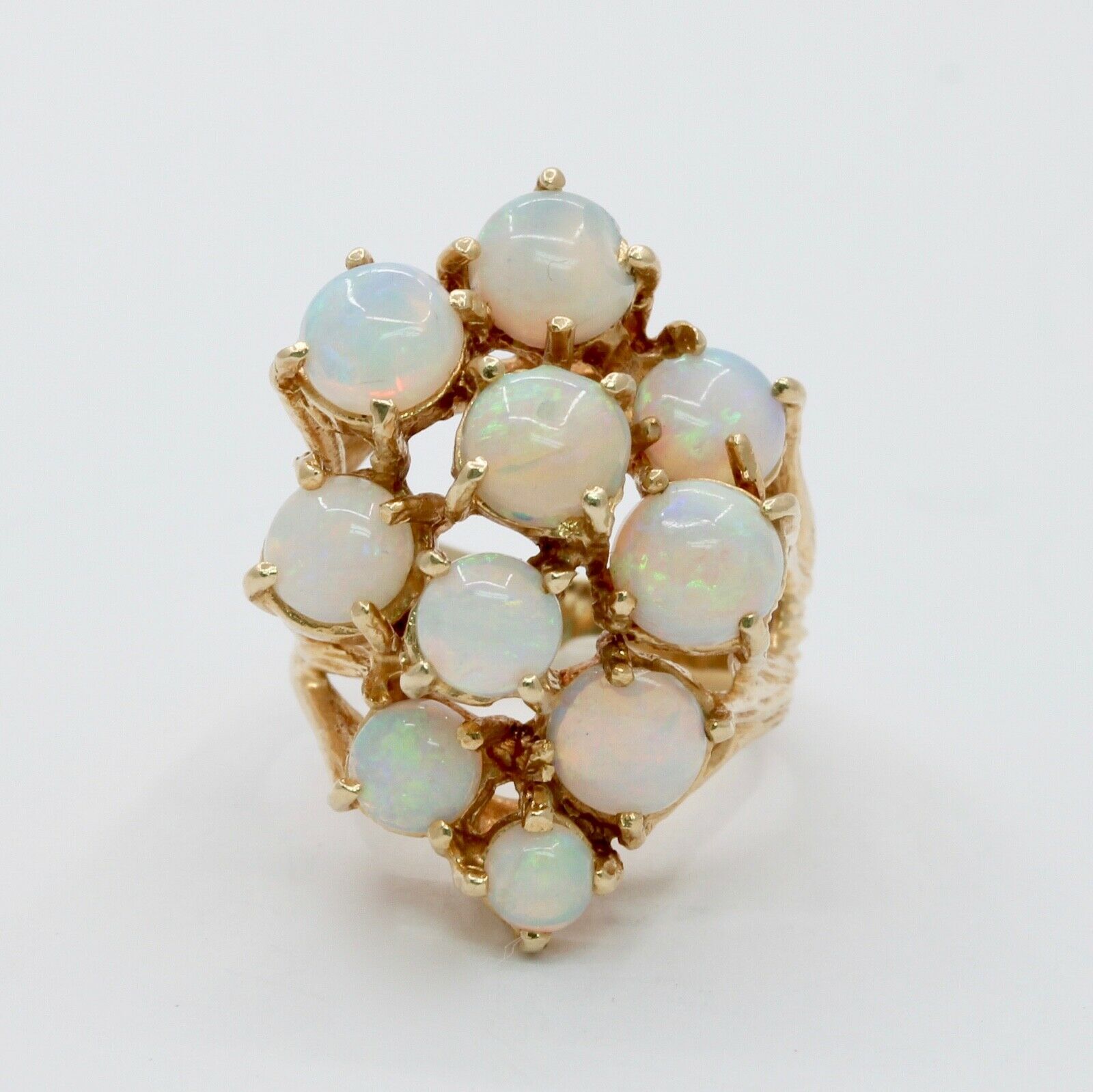 Vintage Ladies Opals 14K Yellow Gold Cocktail Cluster Ring