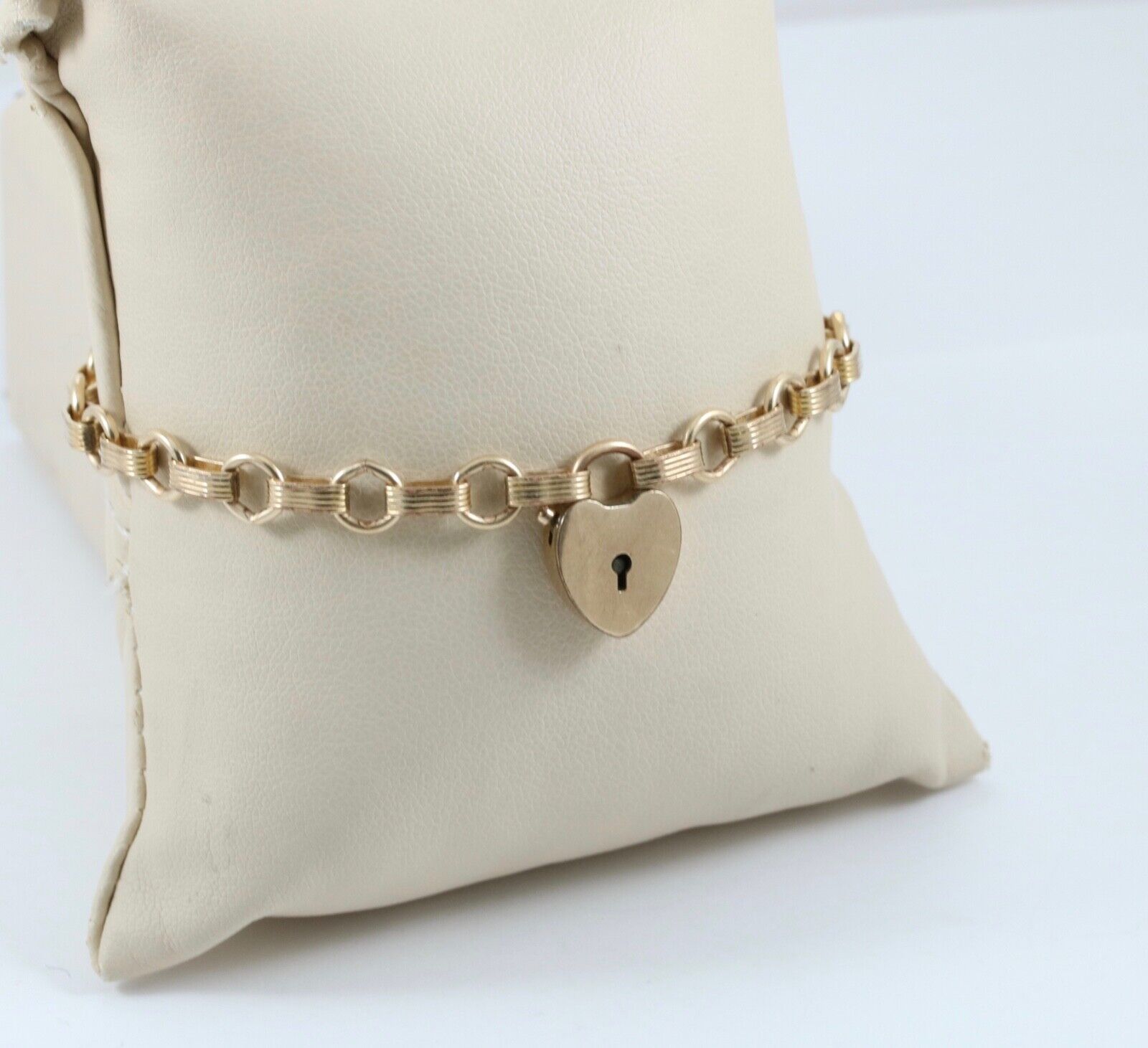 Antique 12K Yellow Gold Heart Padlock Bracelet