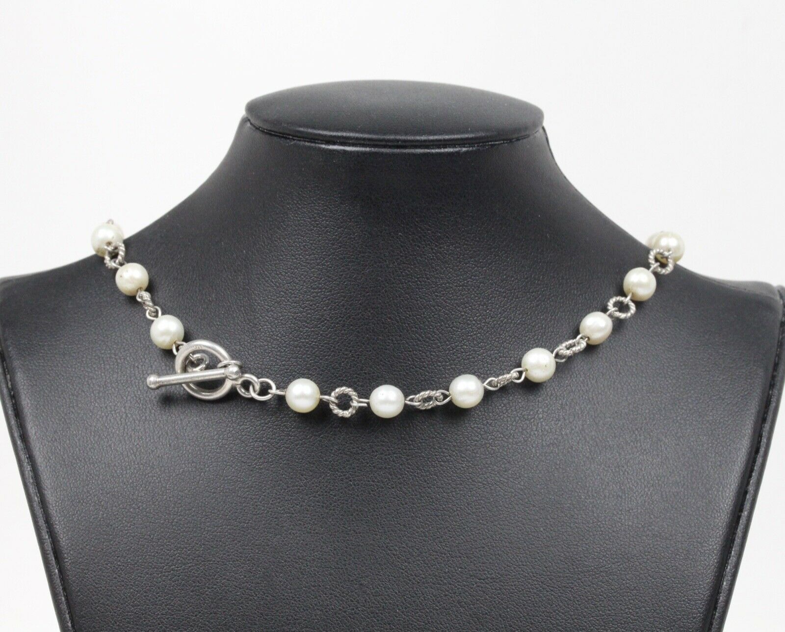Vintage Pearl Beaded 925 Sterling Silver Necklace