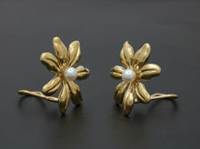 Load image into Gallery viewer, Tiffany and Co. Flower 18K Yellow Gold Pearl French Clip Earrings
