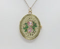 Vintage 14K Yellow Gold Floral Enamel Locket