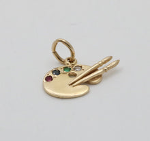 Load image into Gallery viewer, Vintage Painter&#39;s Palette Multistone 14K Yellow Gold Pendant Charm
