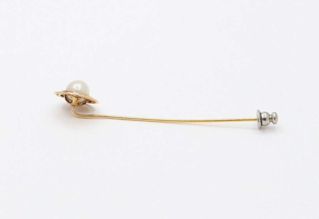 Vintage 10K Yellow Gold Marathon Pearl Enamel Pin