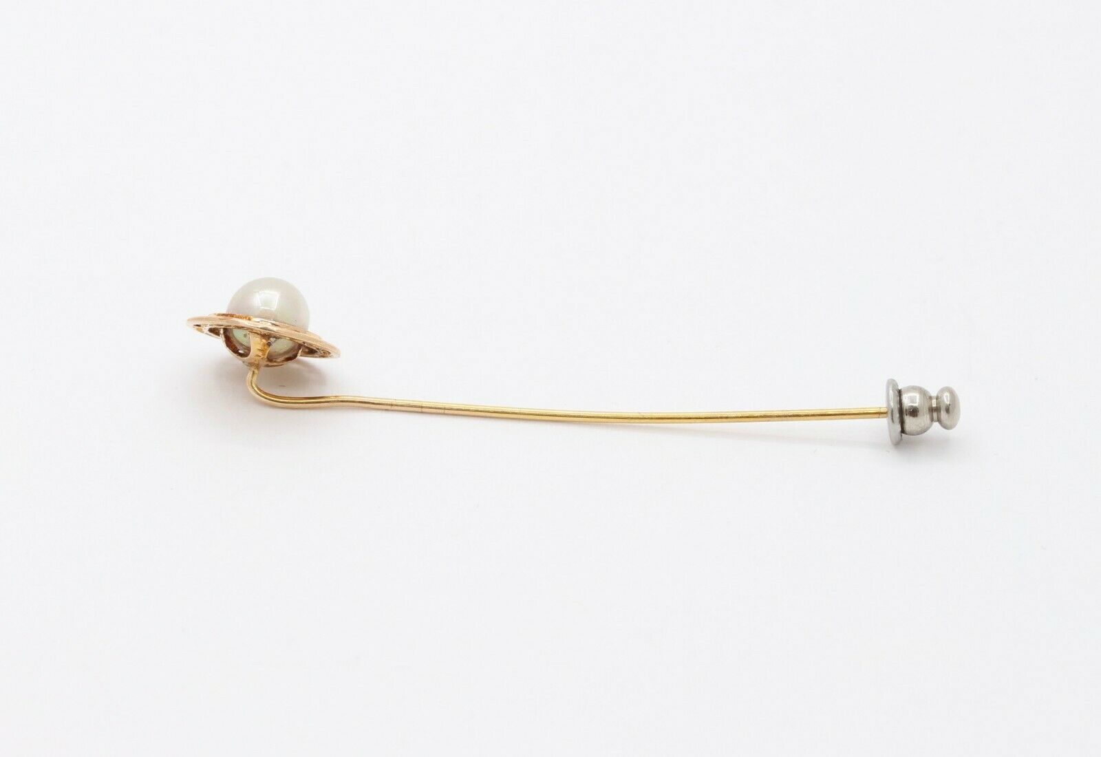 Vintage 10K Yellow Gold Marathon Pearl Enamel Pin