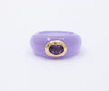 Vintage Purple Jade Amethyst 18K Yellow Gold Ring