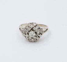 Load image into Gallery viewer, Vintage 14K White Gold Diamond Cluster Ring
