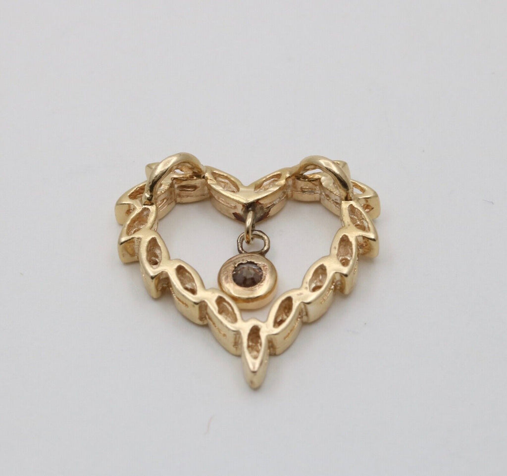Vintage Heart Diamonds 14K Yellow Gold Pendant