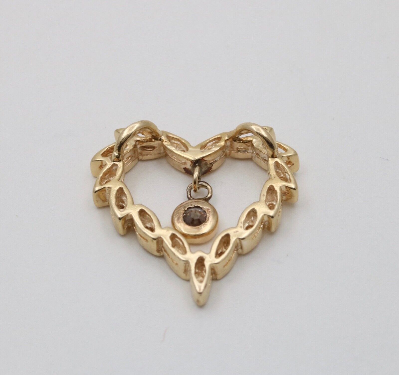Vintage Heart Diamonds 14K Yellow Gold Pendant