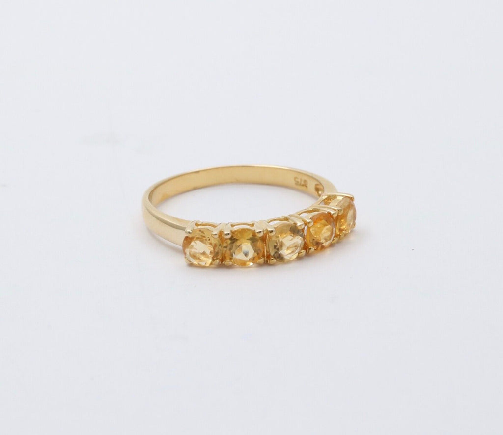 Vintage Citrine 9K Yellow Gold Band Ring