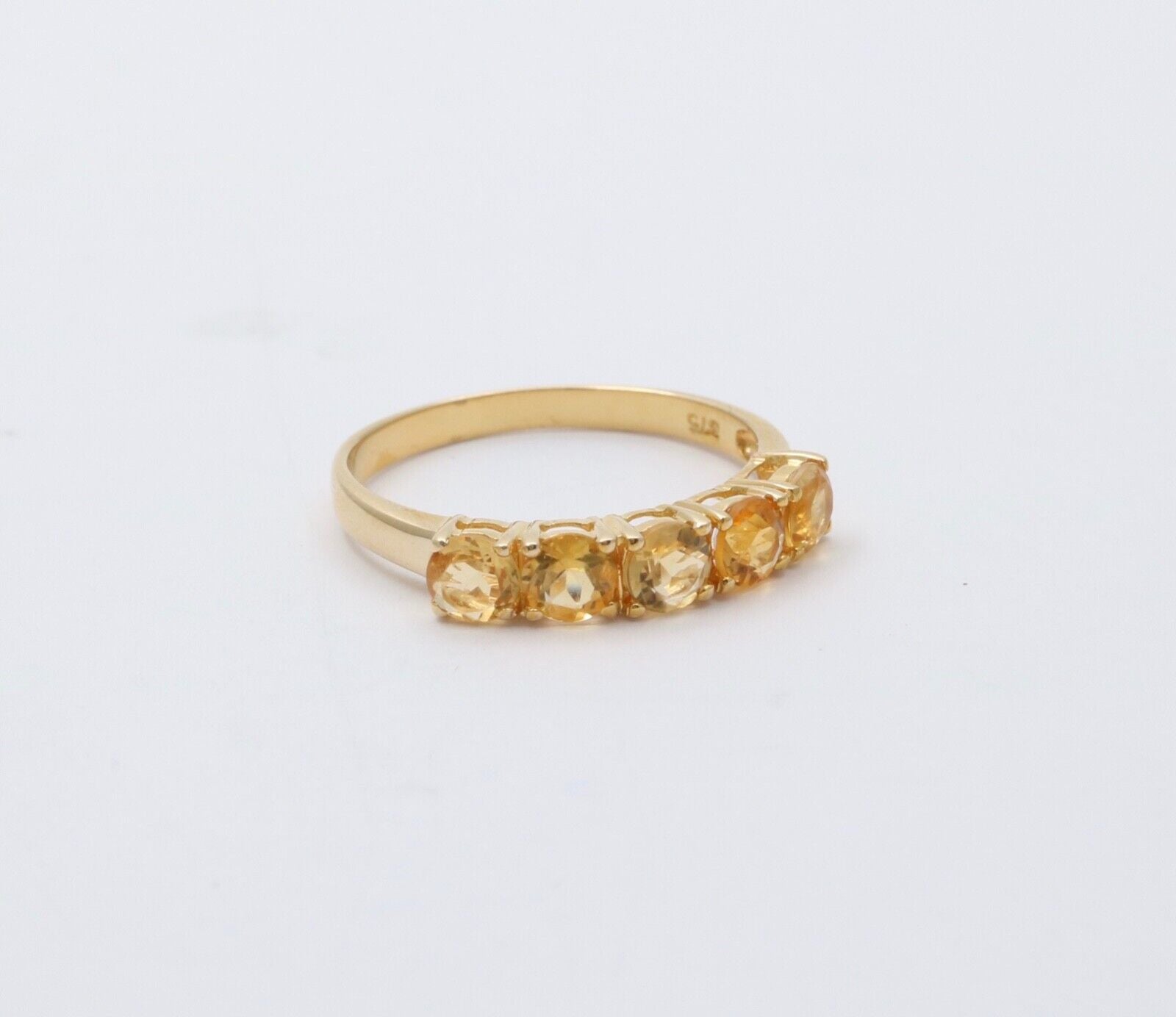 Vintage Citrine 9K Yellow Gold Band Ring