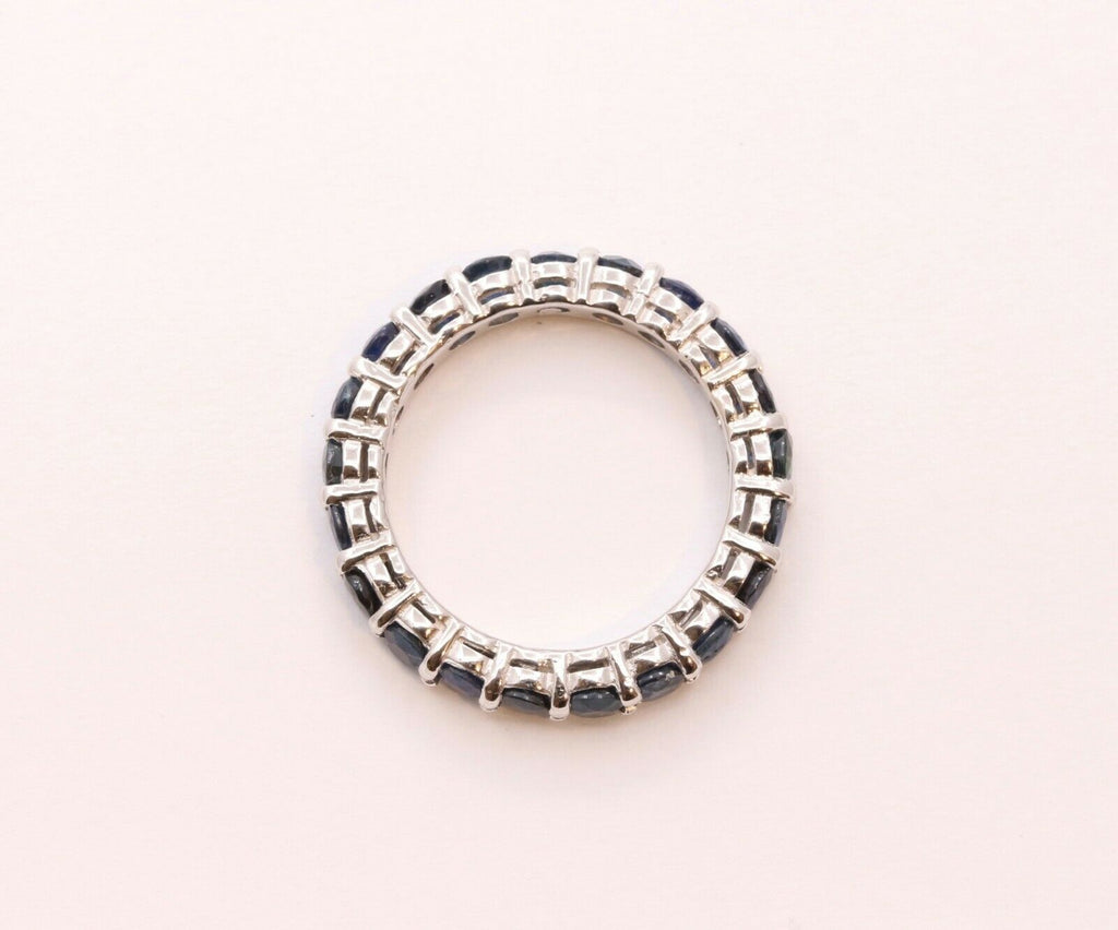 Vintage 18K White Gold Natural Sapphire Eternity Band