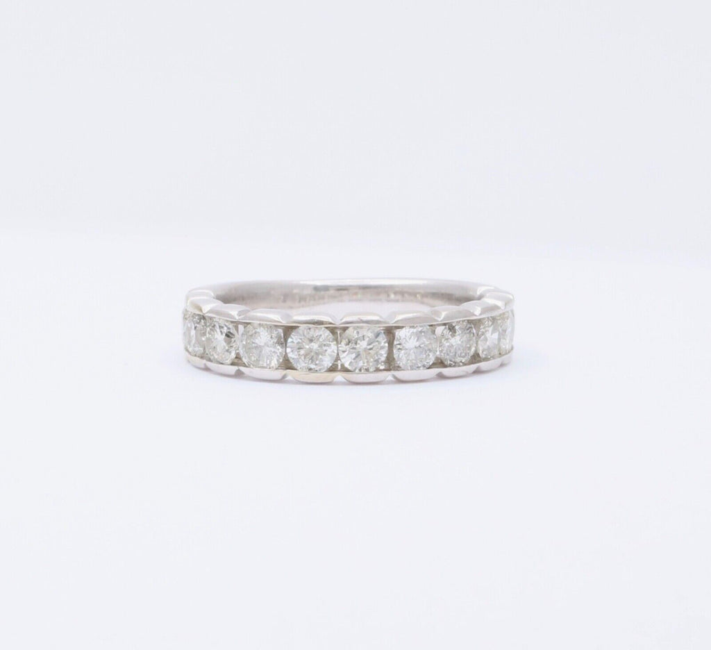 Vintage 14K White Gold Diamond Half Eternity Band.