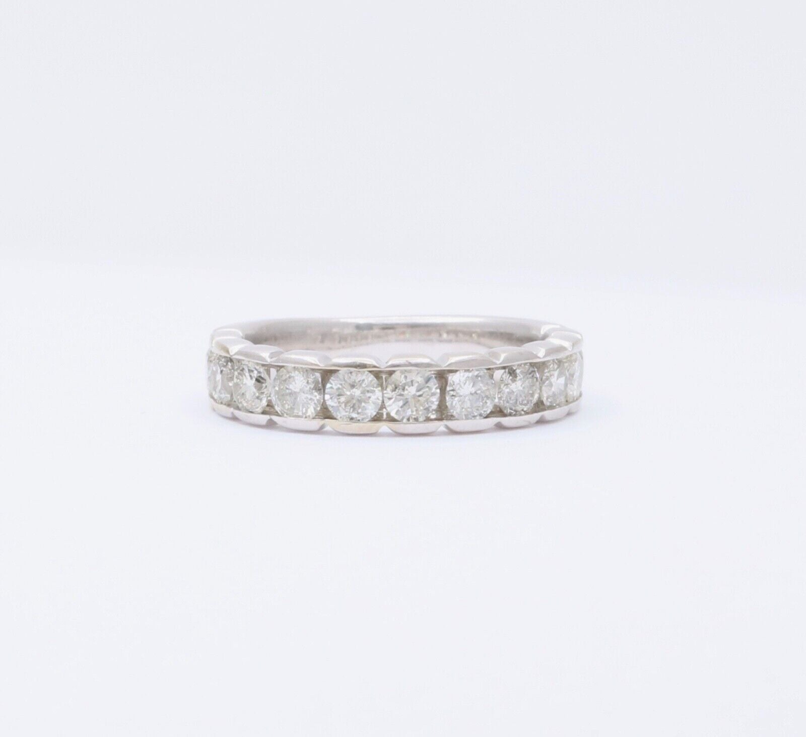 Vintage 14K White Gold Diamond Half Eternity Band.