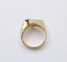 Load image into Gallery viewer, Vintage 14K Gold Geometric Tanzanite And Diamond Ring Band
