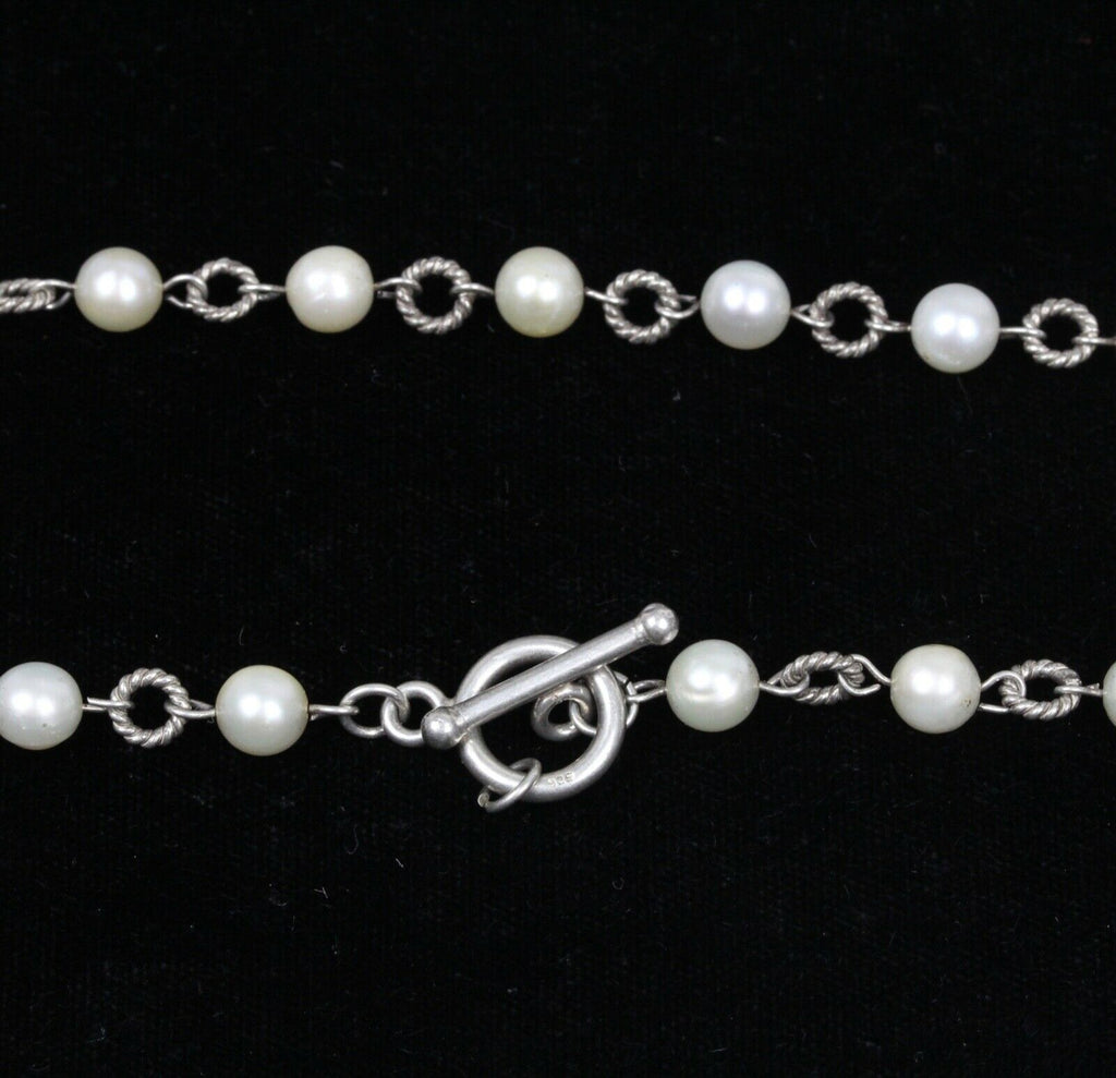 Vintage Pearl Beaded 925 Sterling Silver Necklace