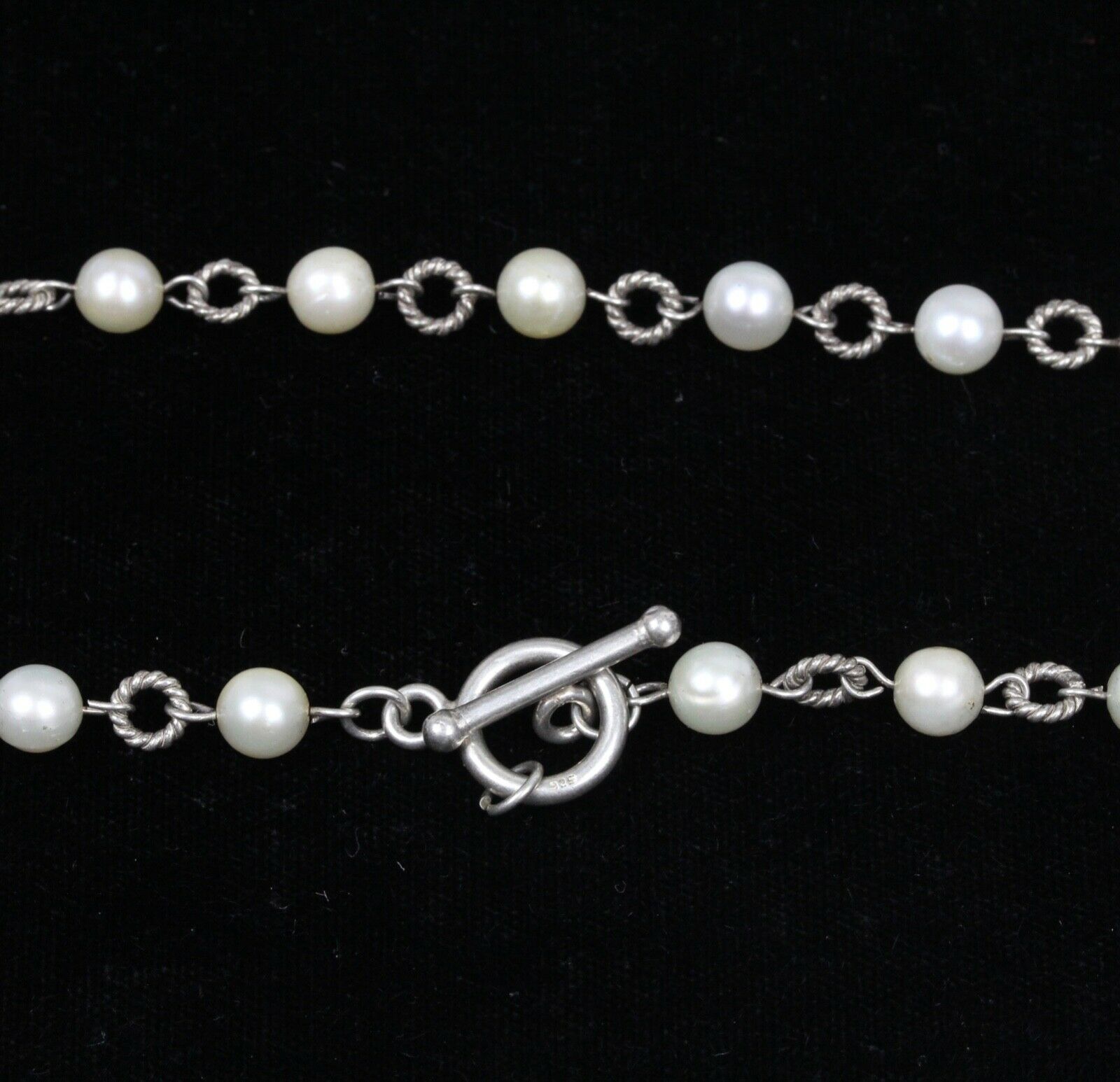 Vintage Pearl Beaded 925 Sterling Silver Necklace