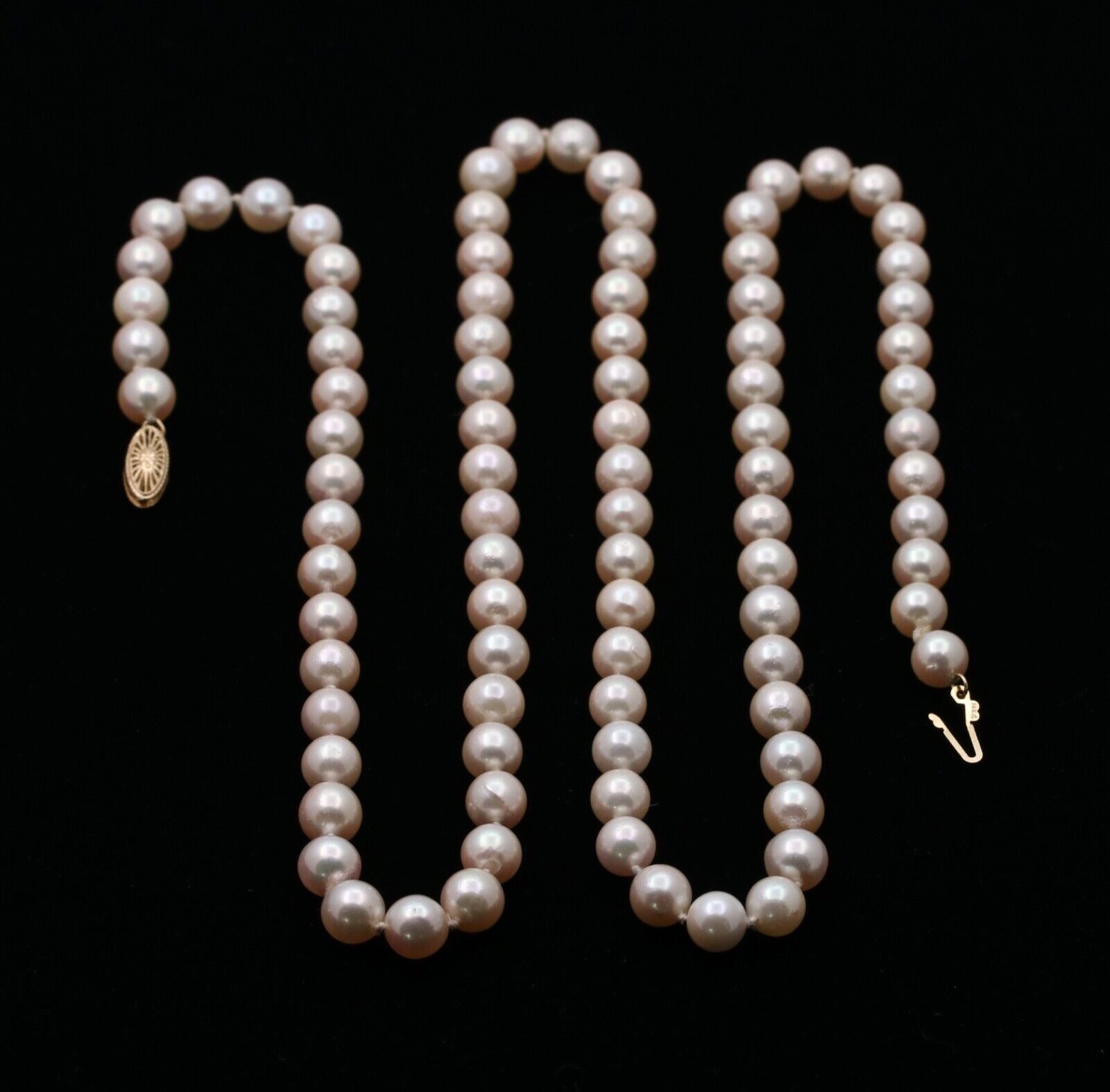Vintage Akoya Pearl 14K Yellow Gold Hallmarked Necklace