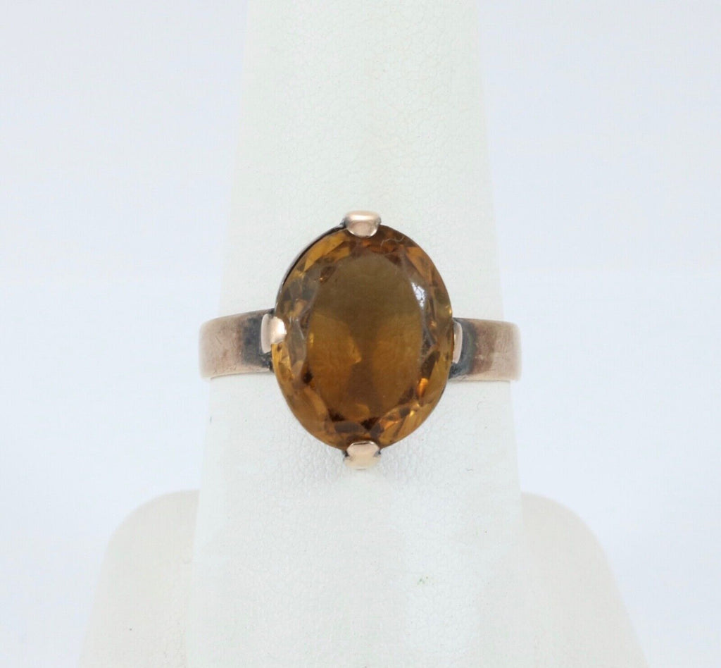 Antique England 9K Gold Gold Citrine Ring. Solitaire Ring.