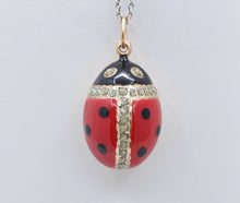 Load image into Gallery viewer, Cute Ladybug 14K Yellow Gold Diamonds Enameled Pendant Charm
