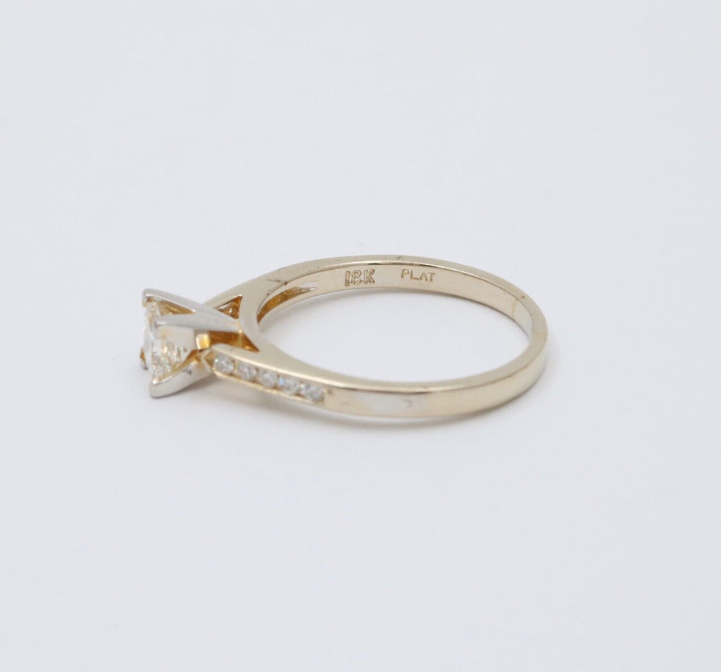 Vintage 18K Gold Princess Cut Diamond 18K WG Platinum Engagement Ring Band