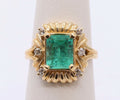 Beautiful Natural Emerald Diamonds 14K Yellow Gold Ring