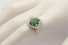 Load image into Gallery viewer, Vintage Jade Diamonds 14K Yellow White Gold Ring
