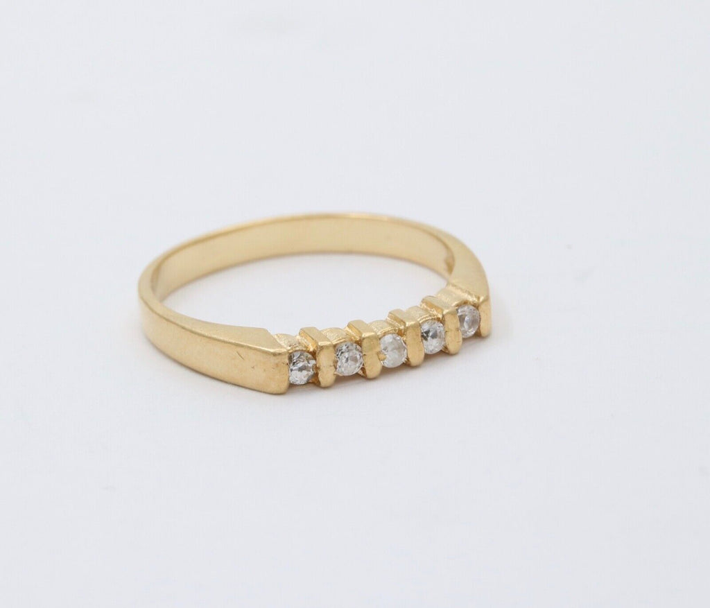 Vintage 18K Yellow Gold Diamond Band, Wedding Band.