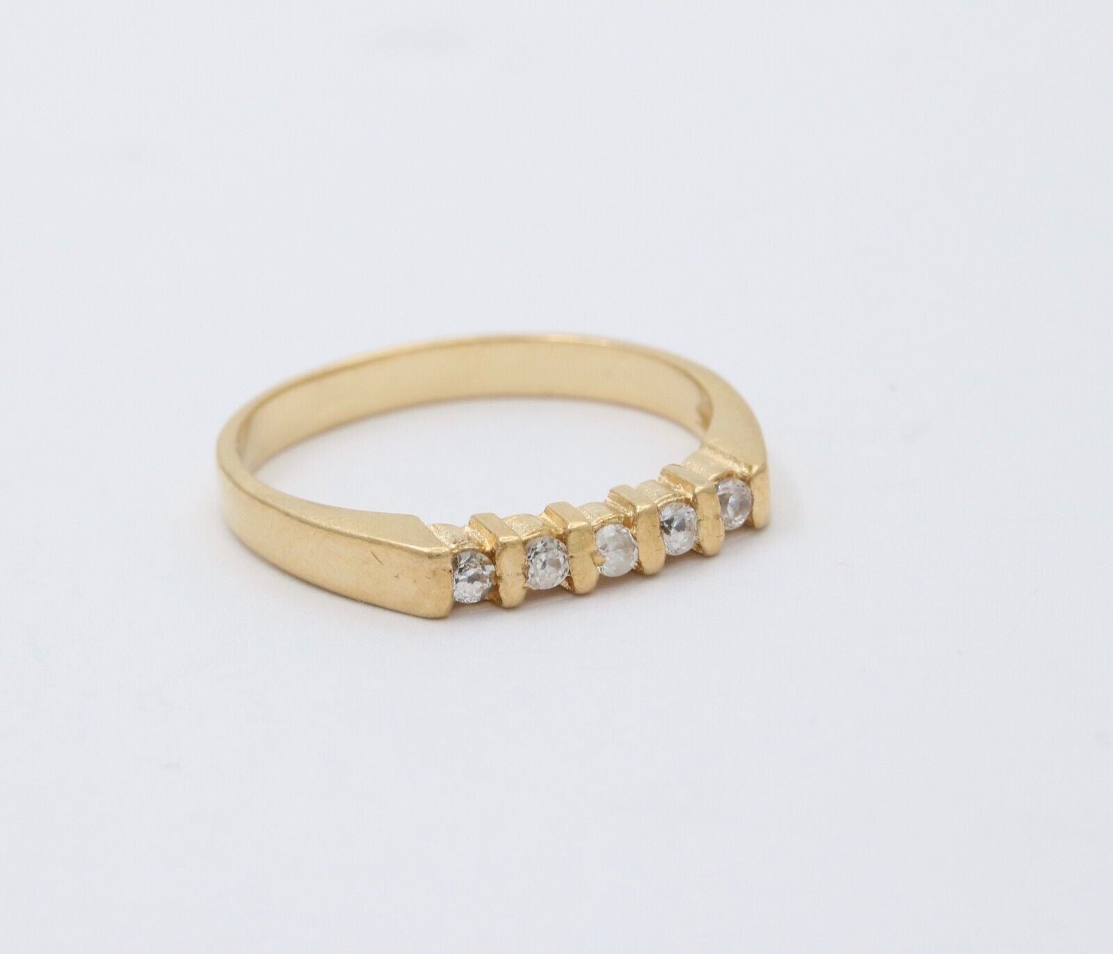 Vintage 18K Yellow Gold Diamond Band, Wedding Band.